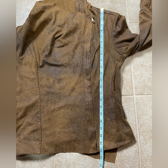 BNCI By Blanc Noir Womens Brown Faux Suede Moto Asymmetrical Zip-Up Brown Sz L - Picture 9 of 9